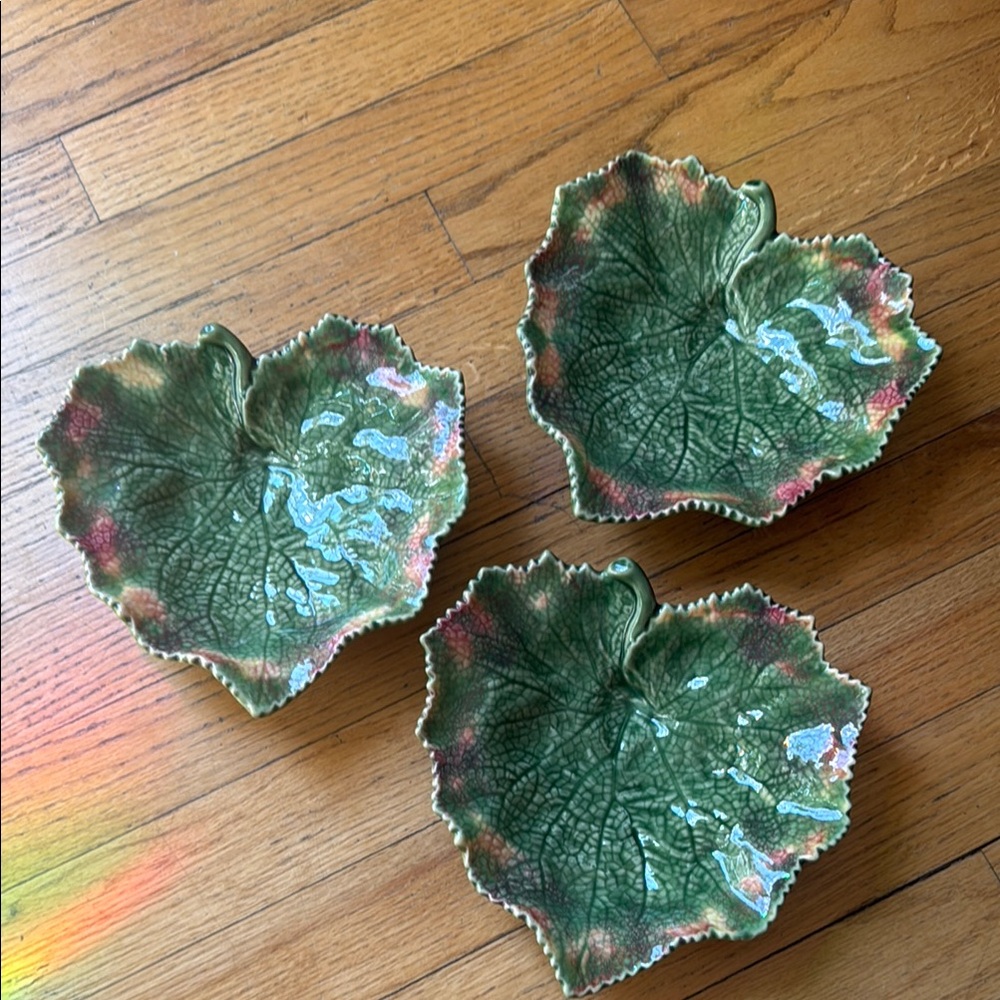 Bordallo Pinheiro Leaf Shape Plates Portugal